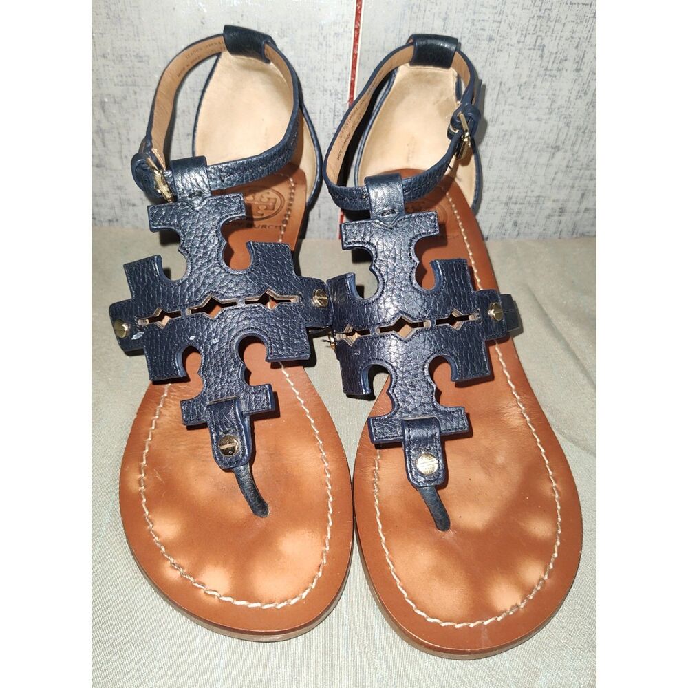 Tory Burch Phoebe Logo Thong Flat Sandals Sz 8M